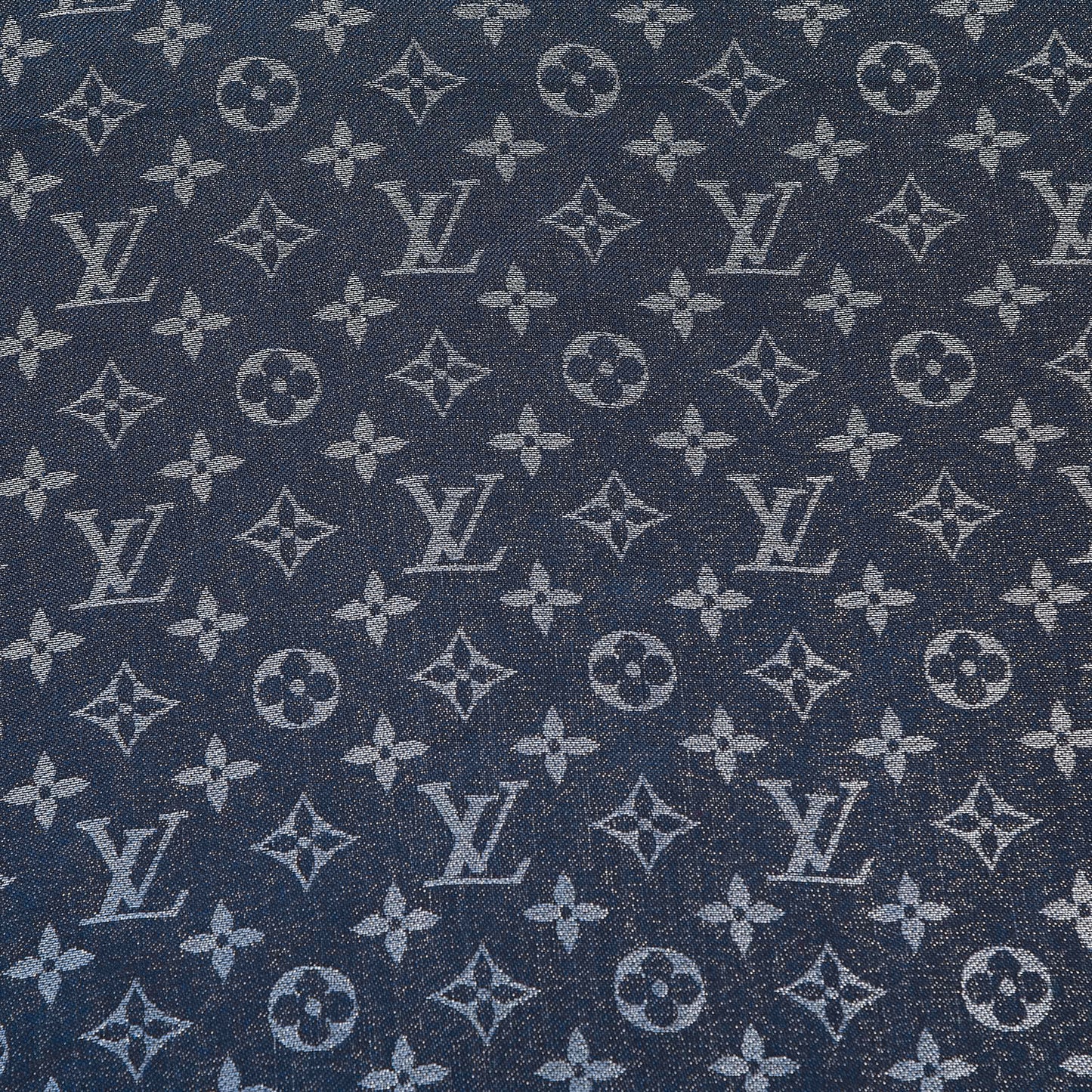 Wool Silk Monogram Shawl Blue Nuit