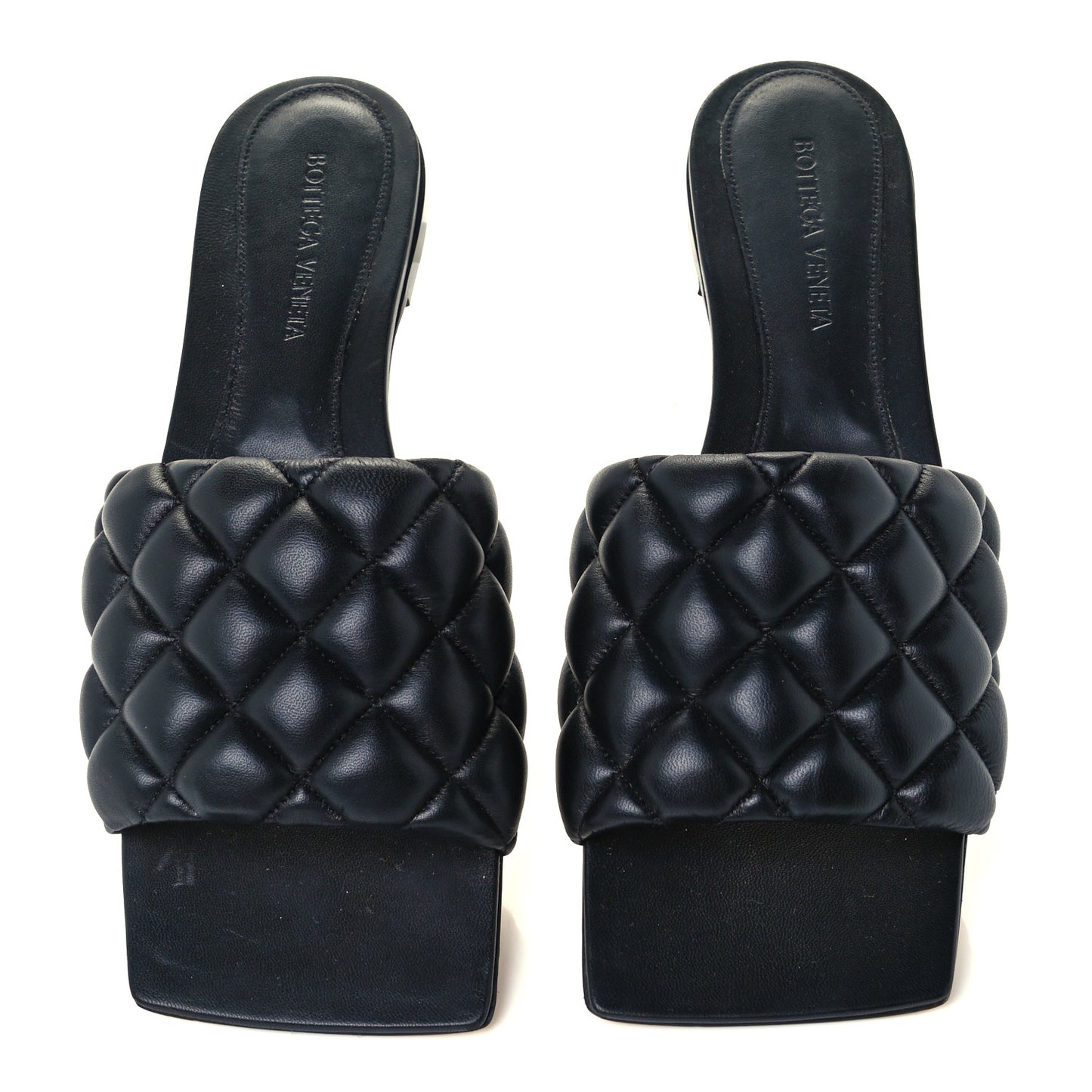 Nappa Matelasse Padded Flat Sandals 39 Black