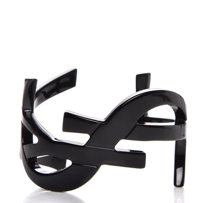 Saint Laurent Brass Monogram Medium Cuff Bracelet Black 1 of 4