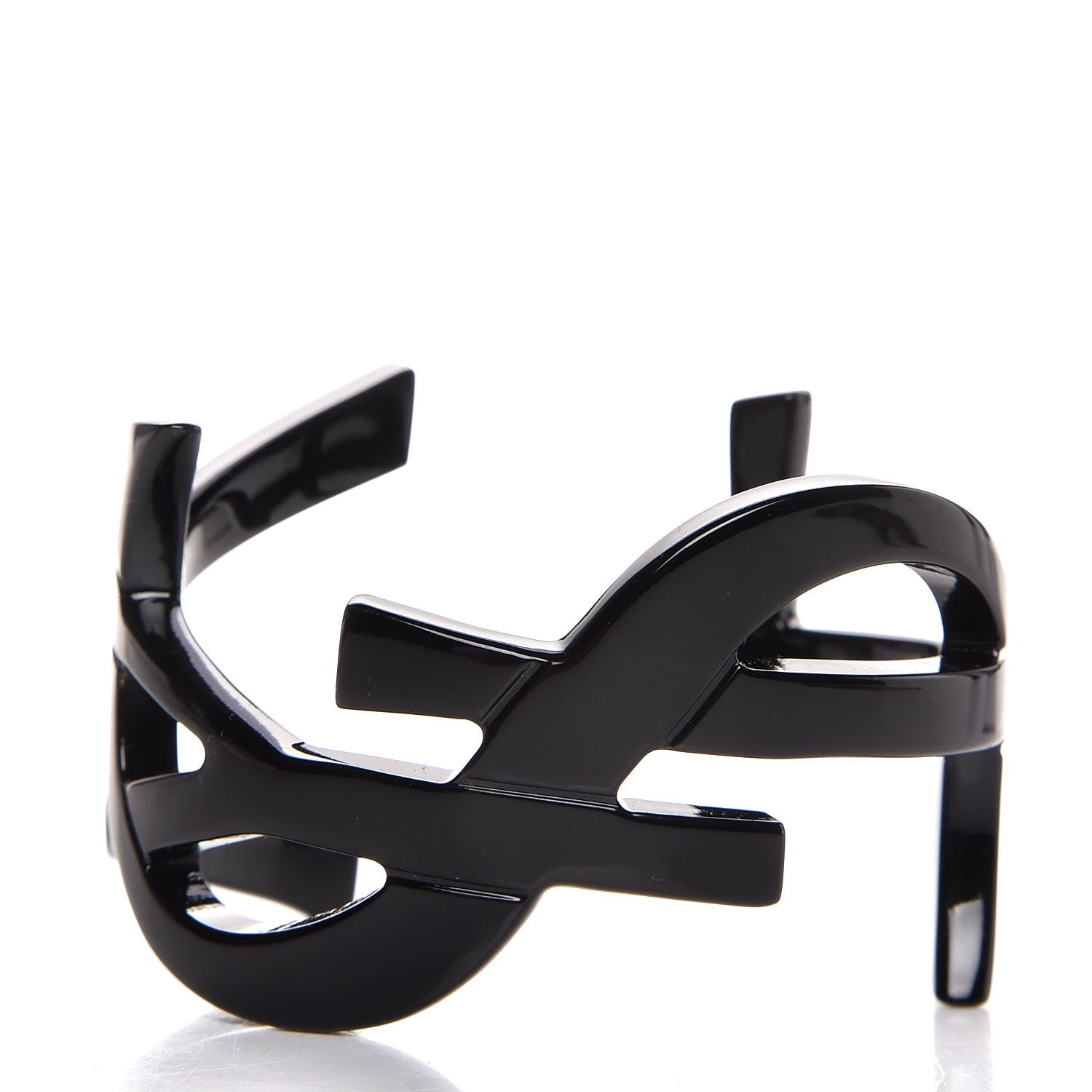 Saint Laurent Brass Monogram Medium Cuff Bracelet Black 1 of 4