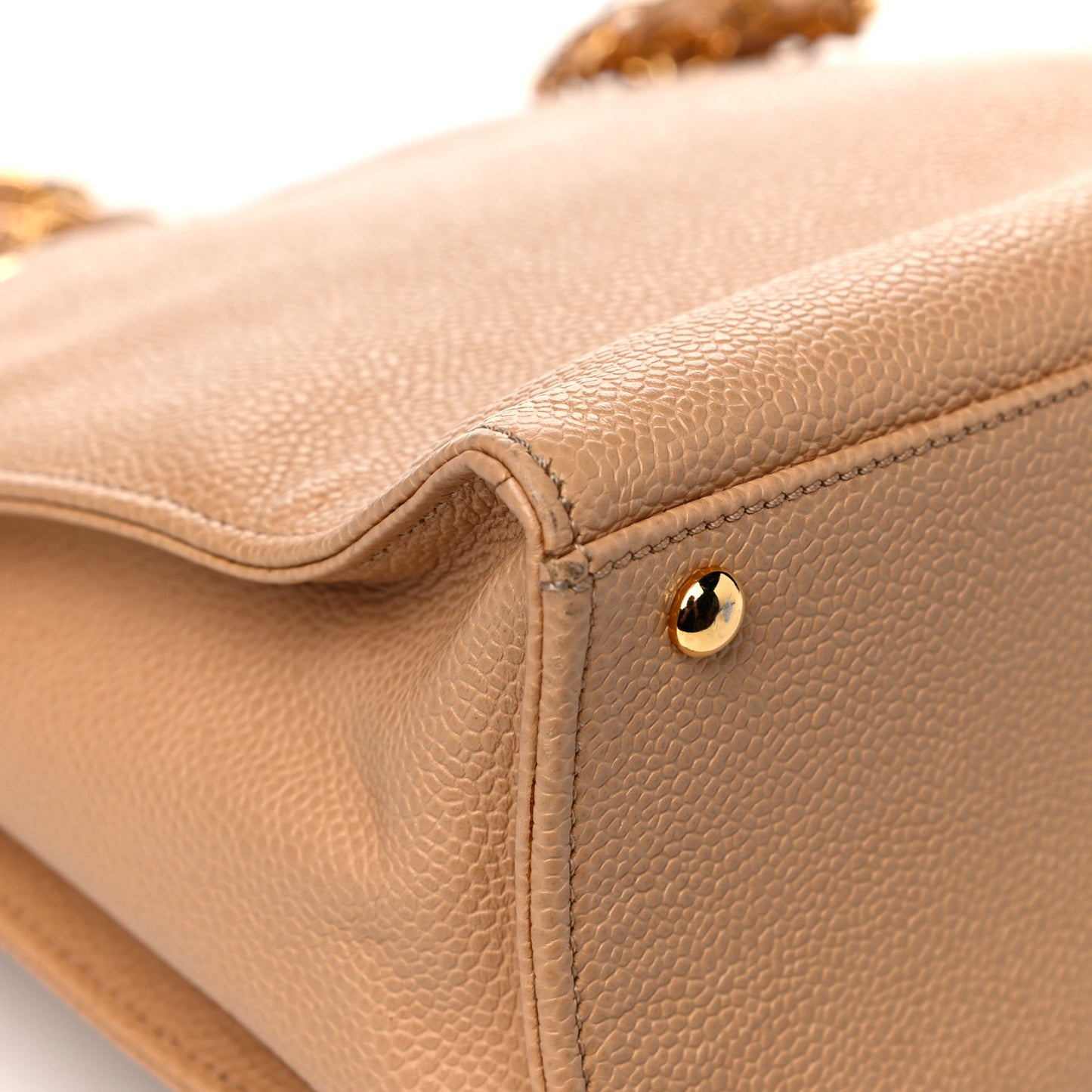 Caviar Flap Shoulder Bag Beige