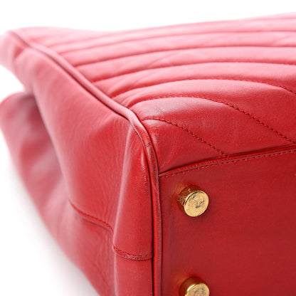 Saint Laurent Smooth Calfskin Matelasse Chevron Monogram Shopping Bag Red 9 of 15