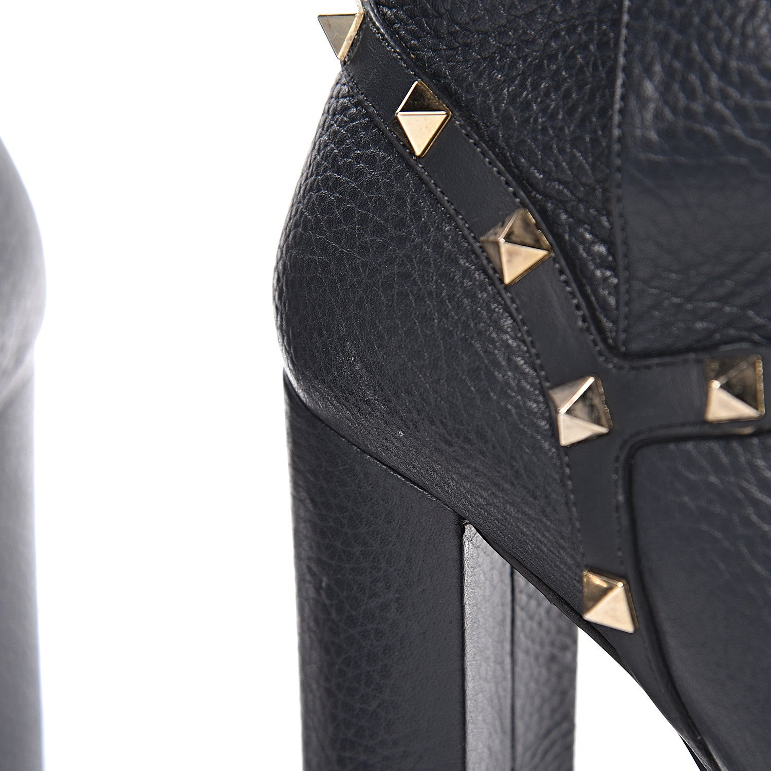 Valentino Garavani Pebbled Calfskin Rockstud Double Buckle 100mm Block Heel Ankle Boots 36.5 Grey 11 of 11