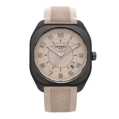 Hermes Titanium Rubber 39mm H08 Special Edition Automatic Watch Taupe 1 of 6