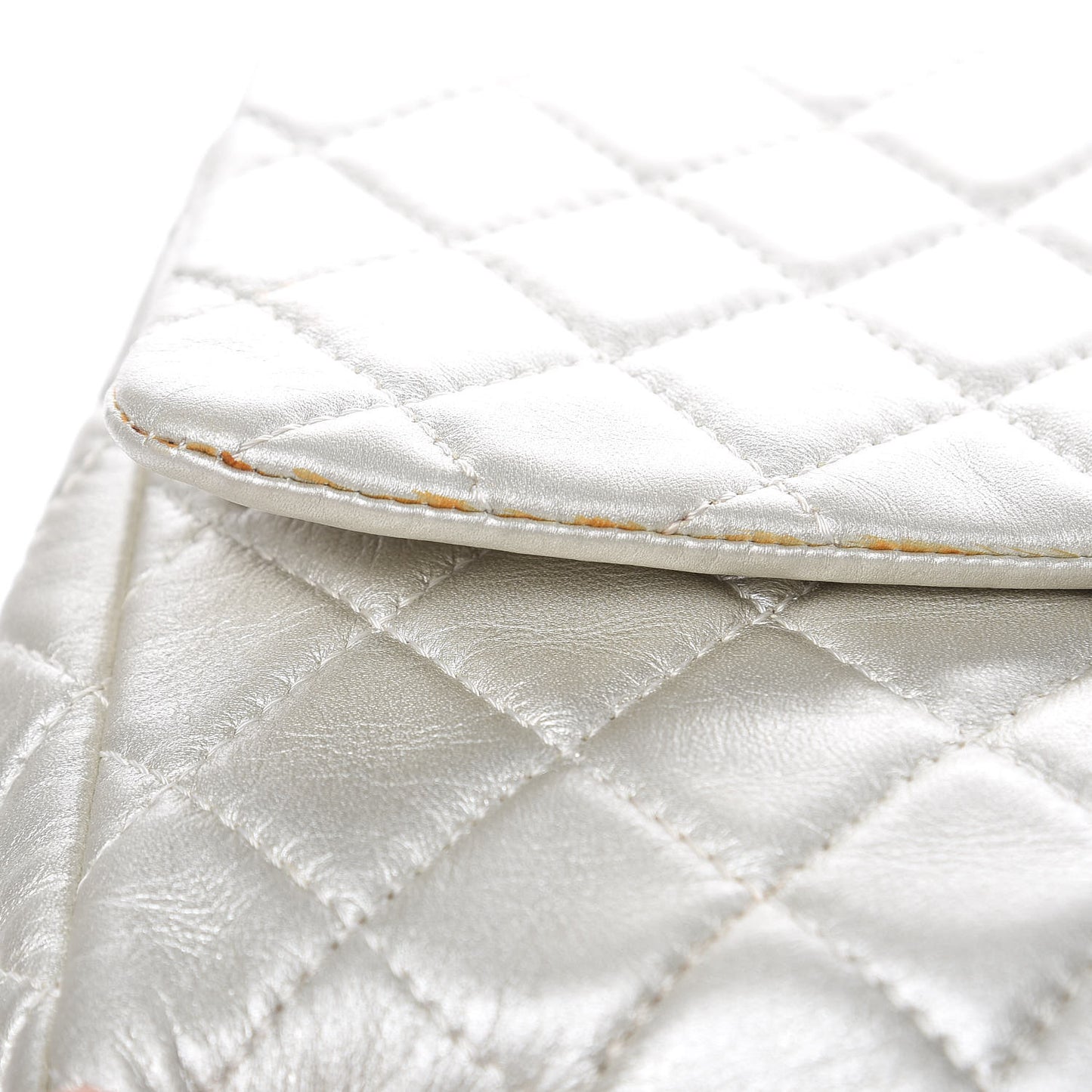 Metallic Lambskin Quilted Jumbo Single Flap Silver