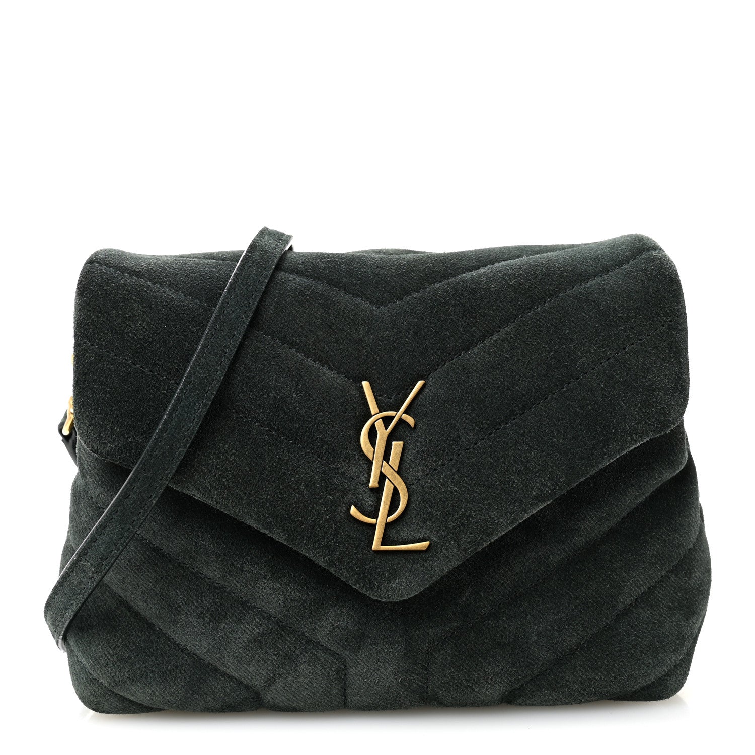 Saint Laurent Suede Y Quilted Monogram Toy Loulou Crossbody Bag Dark Forest Dark Forest 1 of 11