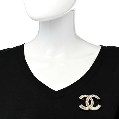 Chanel Baguette Crystal CC Brooch Gold 2 of 10