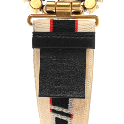 Gucci Jacquard Crystal Stripe Double G Belt 85 34 White 3 of 7