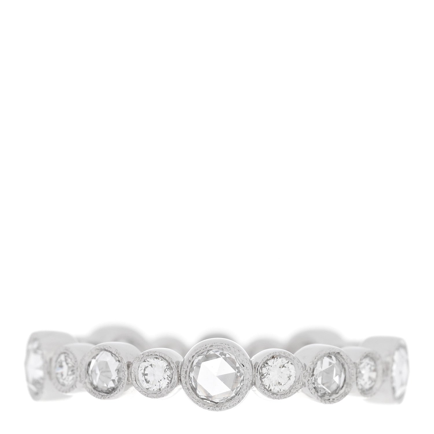 Tiffany Platinum Diamond Narrow Cobblestone Band Ring 47 4.25 1 of 4