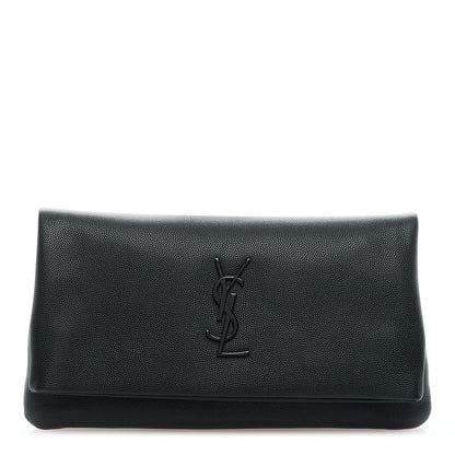 Saint Laurent Grain De Poudre West Hollywood Monogram Fold Over Clutch Black 1 of 6