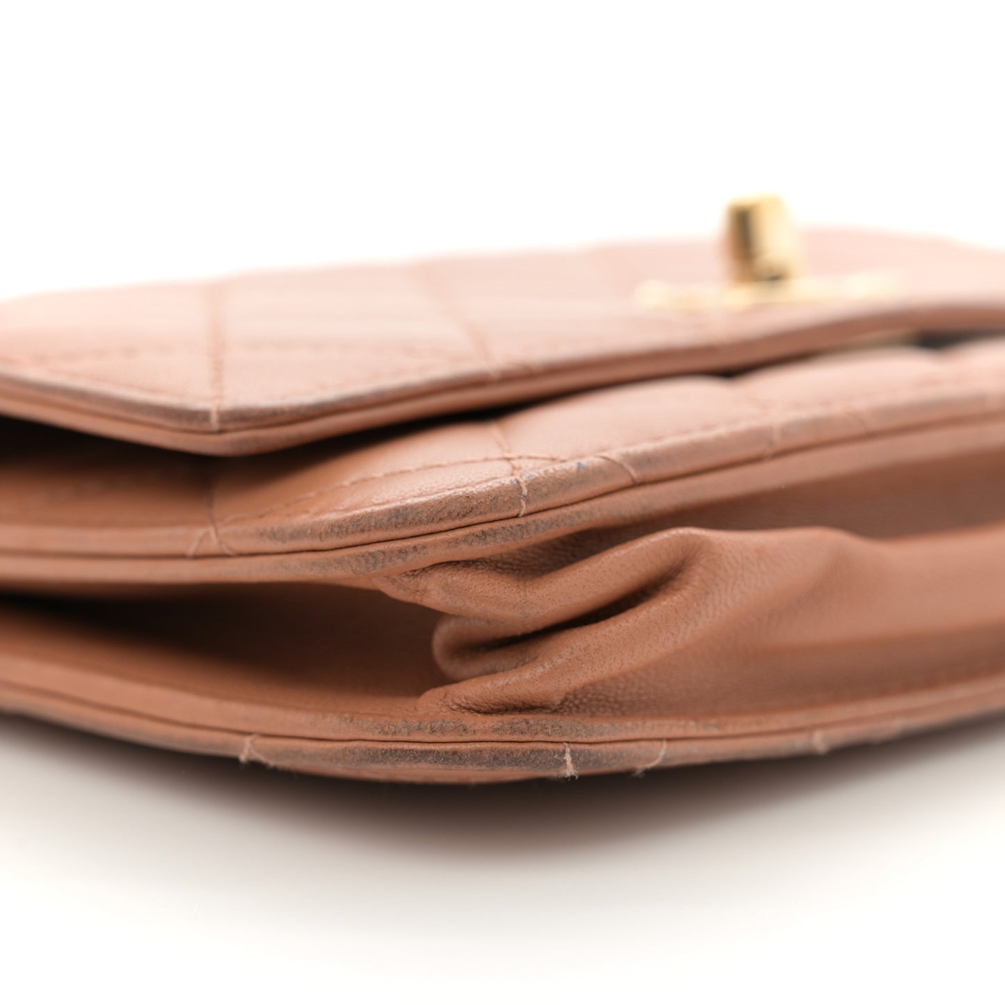 Lambskin Quilted Trendy CC Wallet On Chain WOC Camel