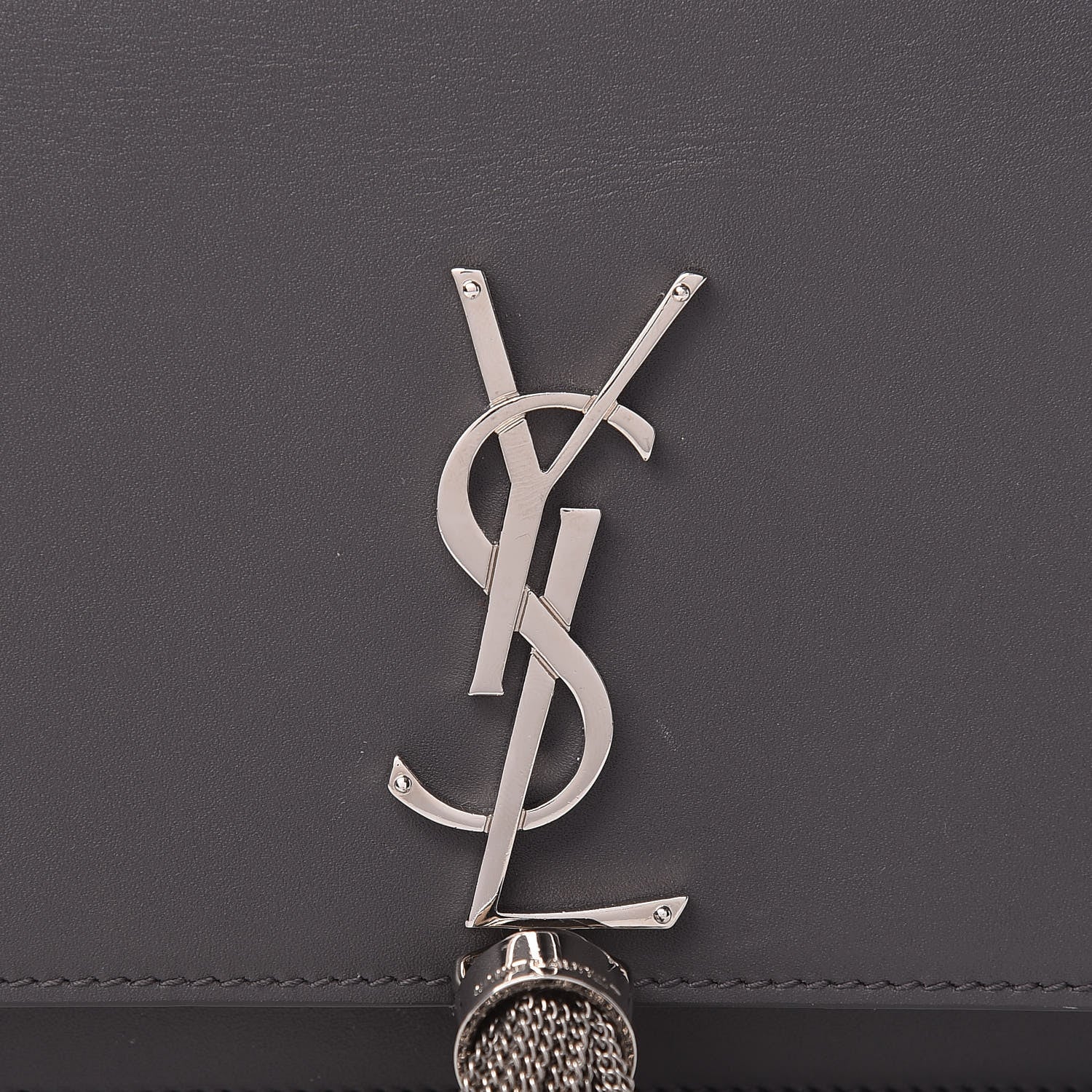 Saint Laurent Smooth Calfskin Classic Monogram Kate Tassel Chain Wallet Grey 11 of 13