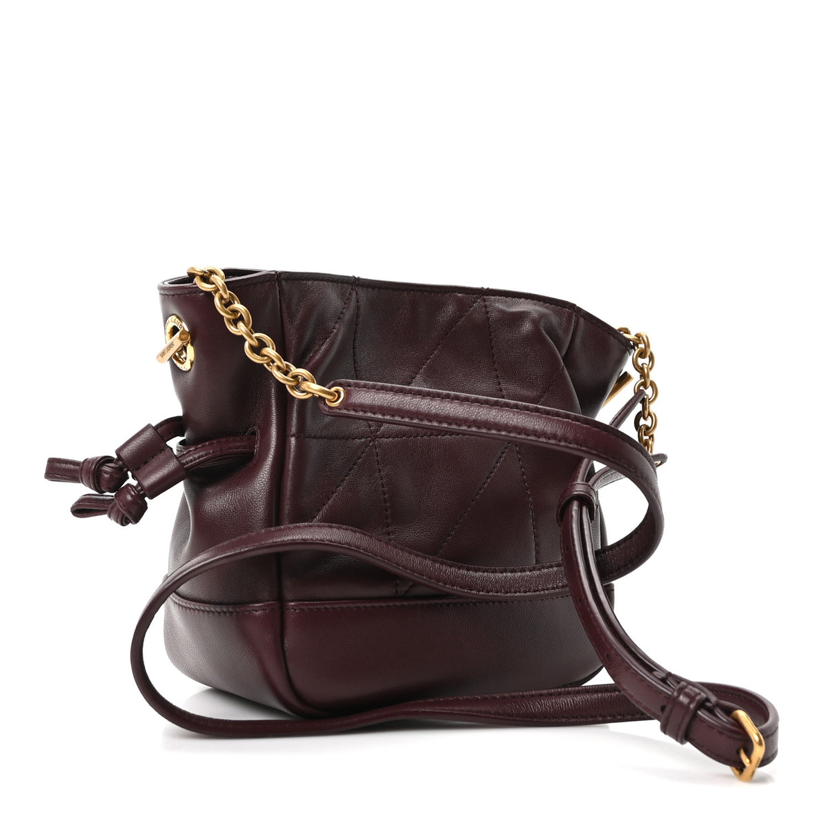 Lambskin Matelasse Monogram Mini Jamie Shoulder Pouch Bag Rouge Cabernet