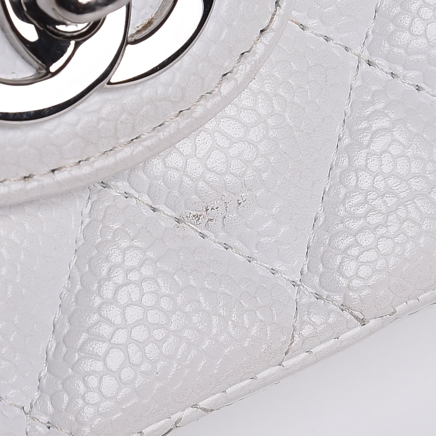 Chanel Caviar Quilted Medium Double Flap White 19 of 24