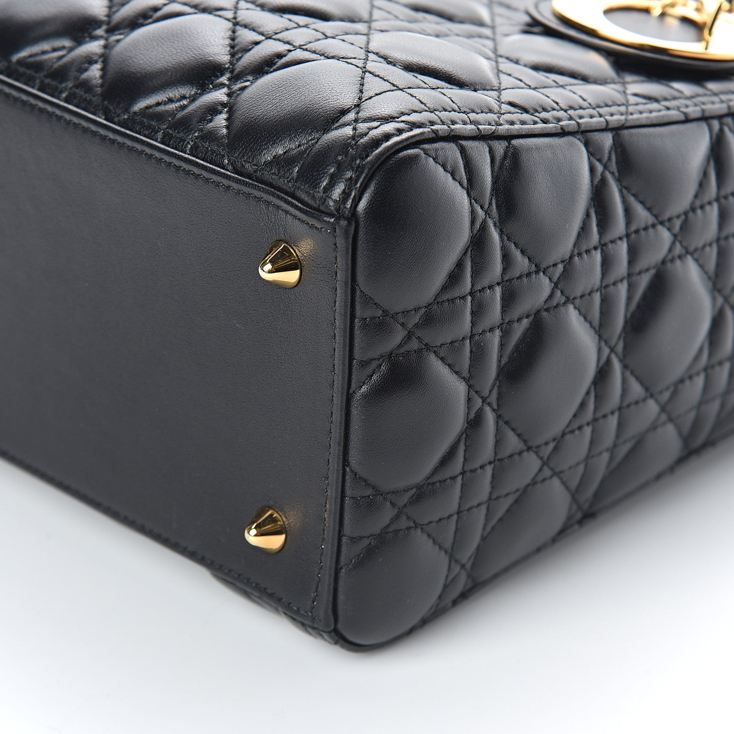 Christian Dior Lambskin Cannage Medium Lady Dior Black 7 of 7