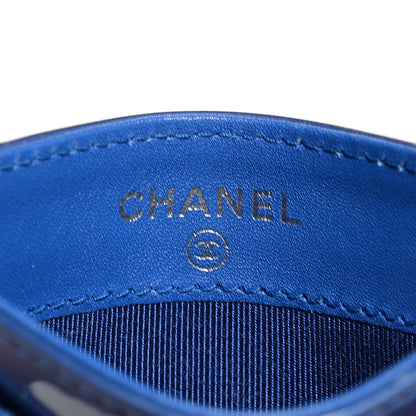 Chanel Patent Quilted Card Holder Blue 8 of 8