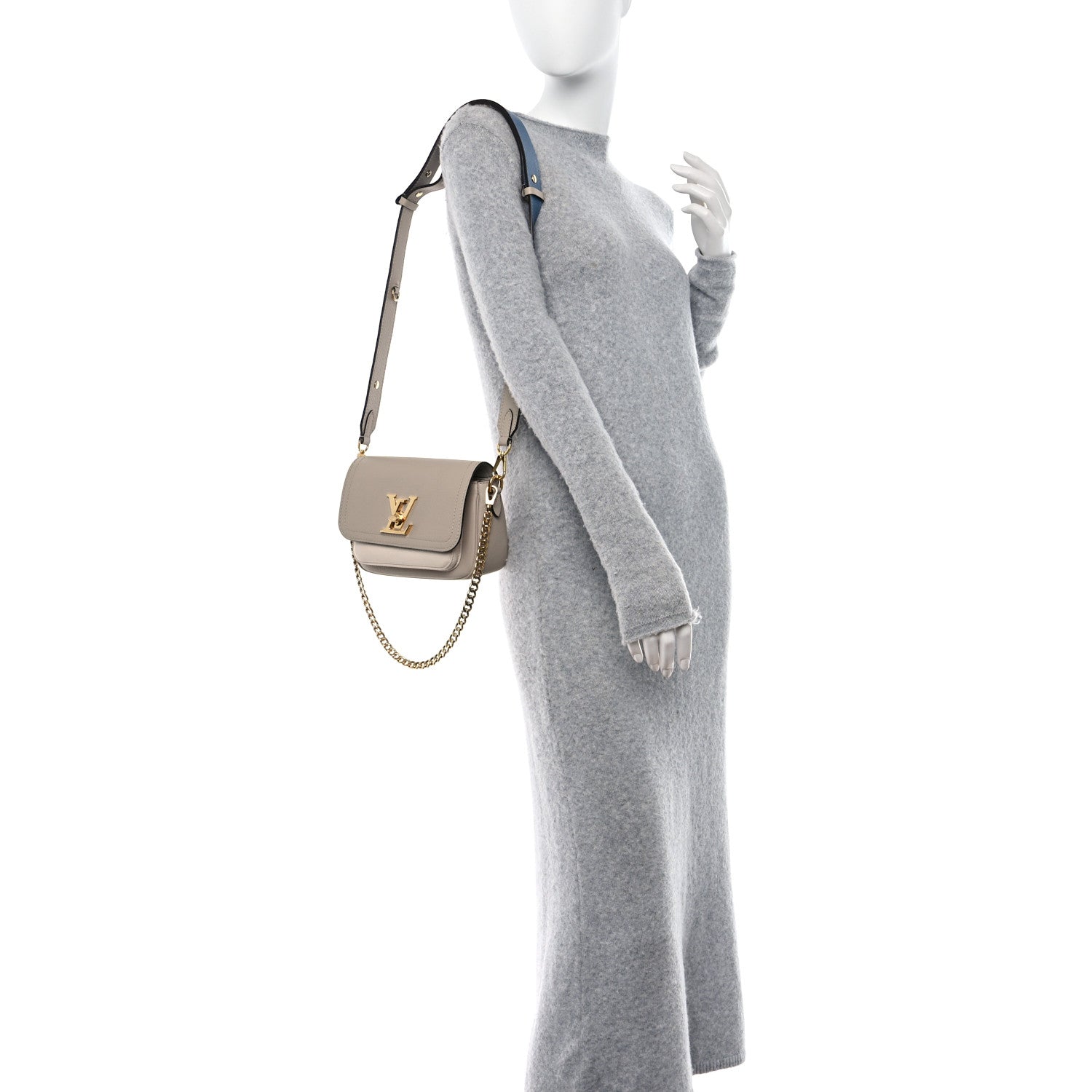 Louis Vuitton Grained Calfskin Lockme Tender Greige 2 of 10