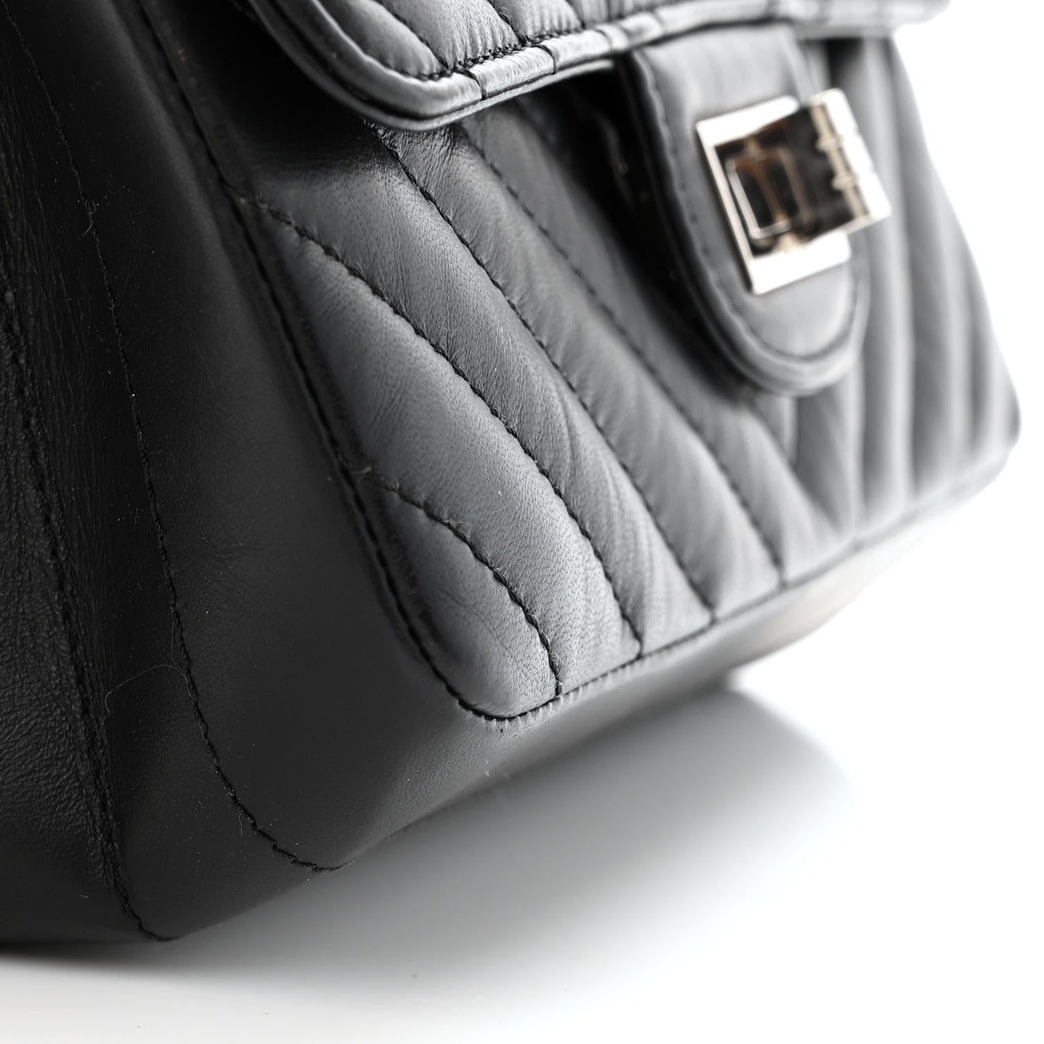 Chanel Aged Calfskin Chevron Quilted 2.55 Reissue Mini Flap Black 11 of 12
