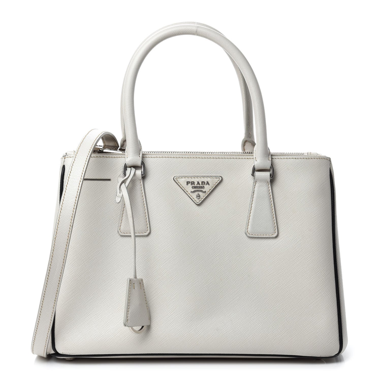 Prada Saffiano Small Galleria Double Zip Tote Talco Black 1 of 15