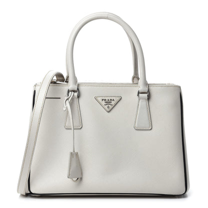 Prada Saffiano Small Galleria Double Zip Tote Talco Black 1 of 15
