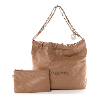 Chanel Shiny Calfskin Quilted Small Chanel 22 Beige 2 of 11