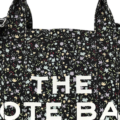 Marc Jacobs Cotton Canvas Floral Print Medium The Traveler Tote Bag Black 8 of 10