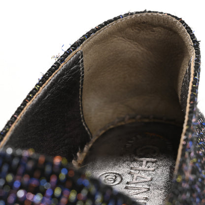 Chanel Metallic Tweed Patent CC Espadrilles 37 Black Silver 12 of 14