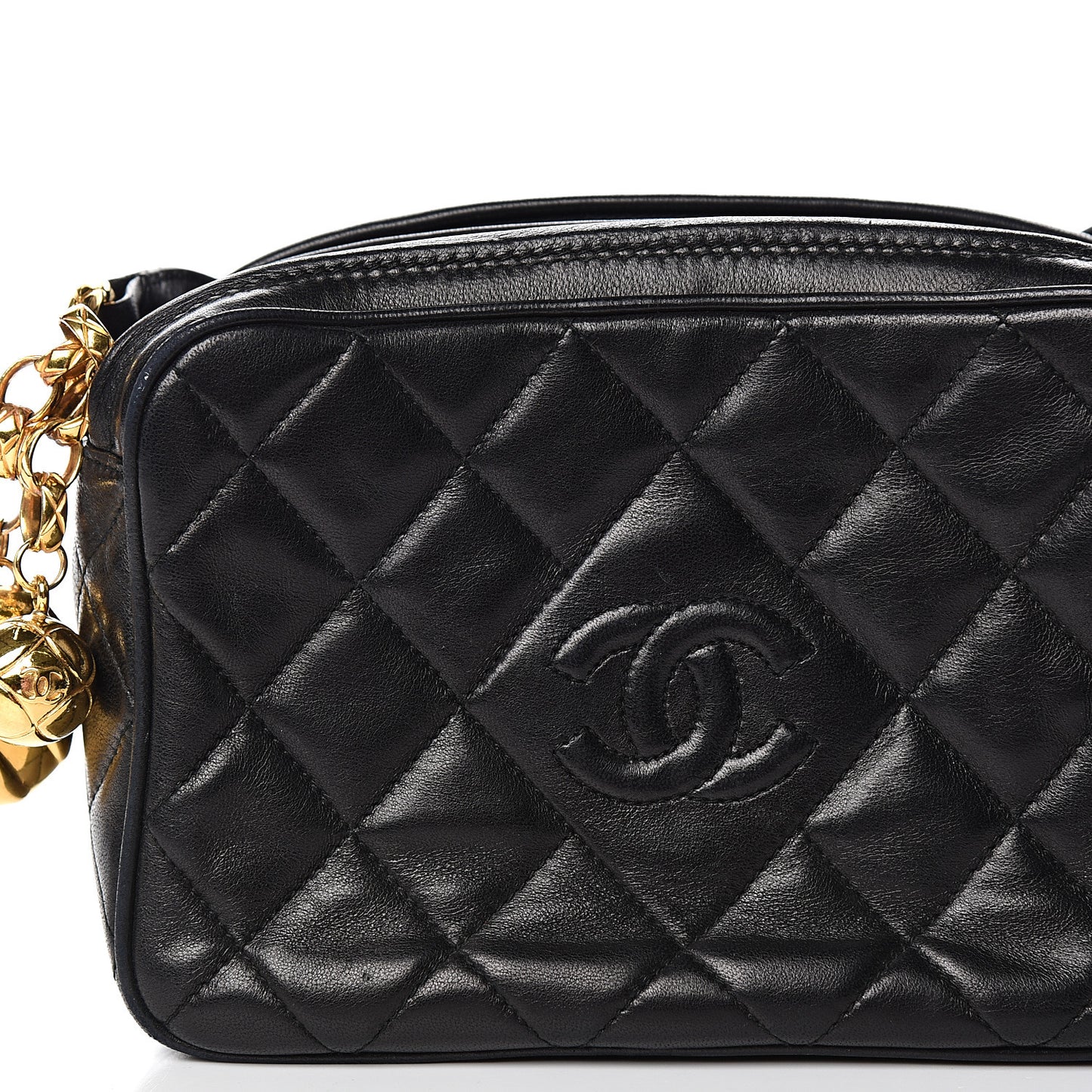Lambskin Quilted Camera Case Black