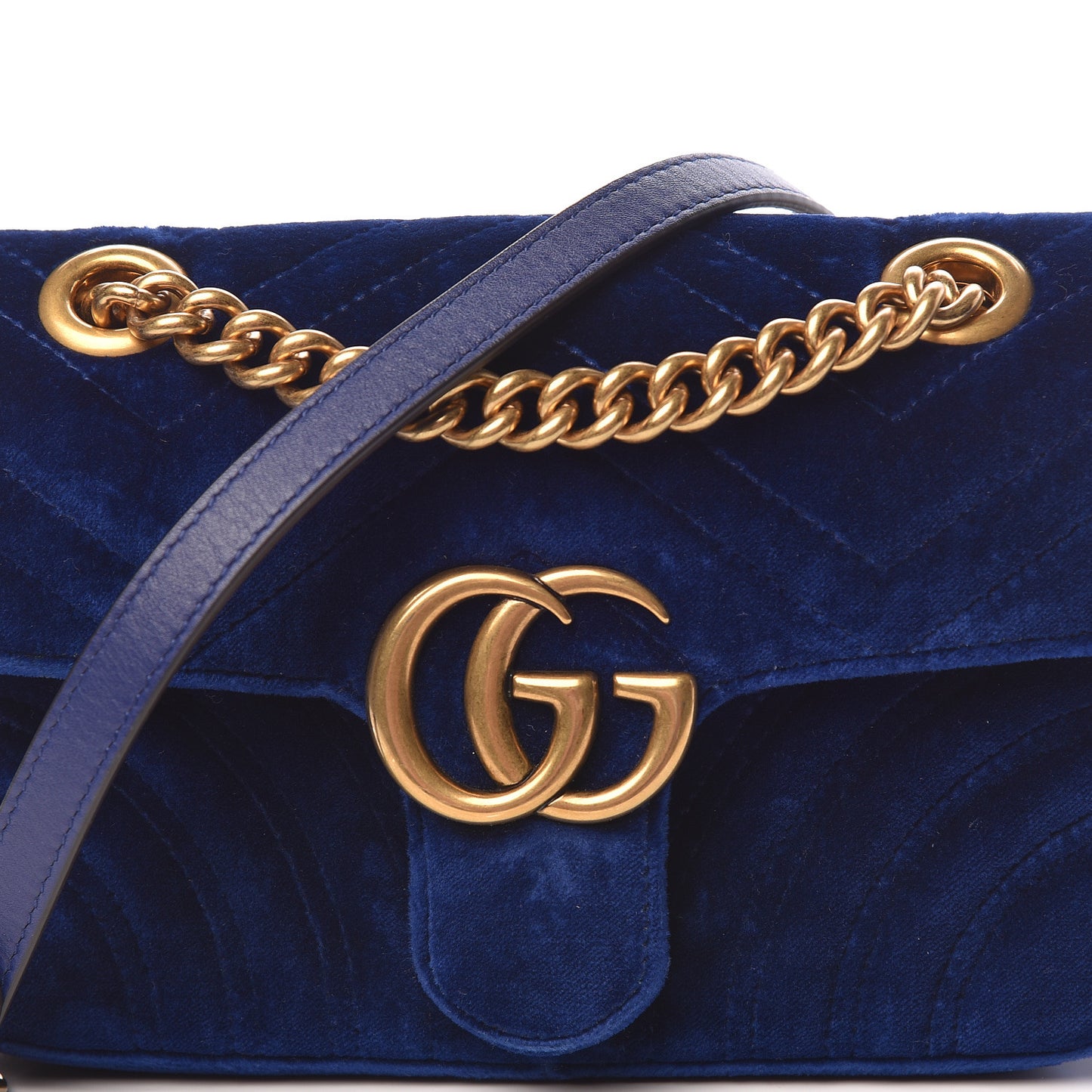 Velvet Matelasse Mini GG Marmont Shoulder Bag Cobalt Blue