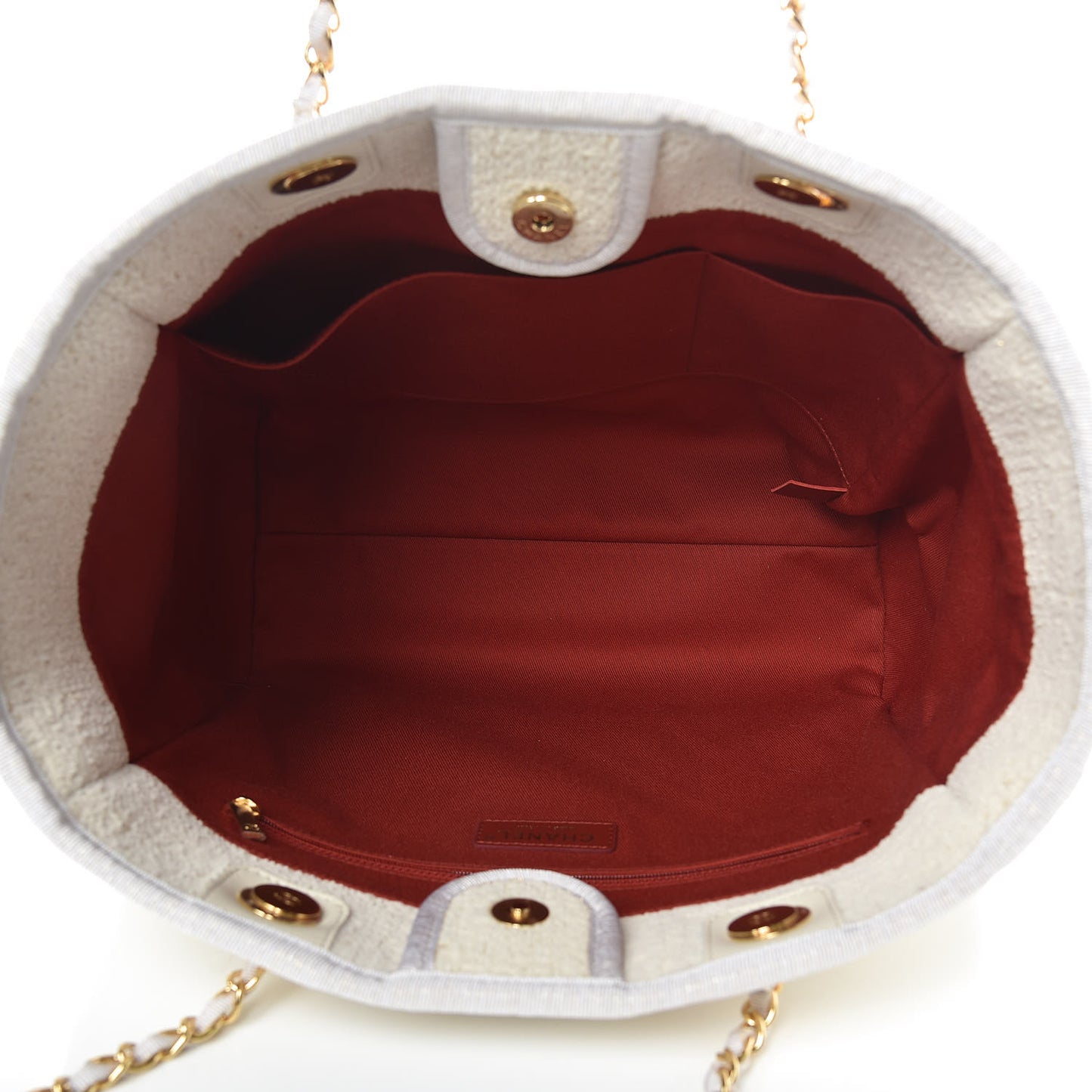 Lurex Boucle Small Deauville Tote White