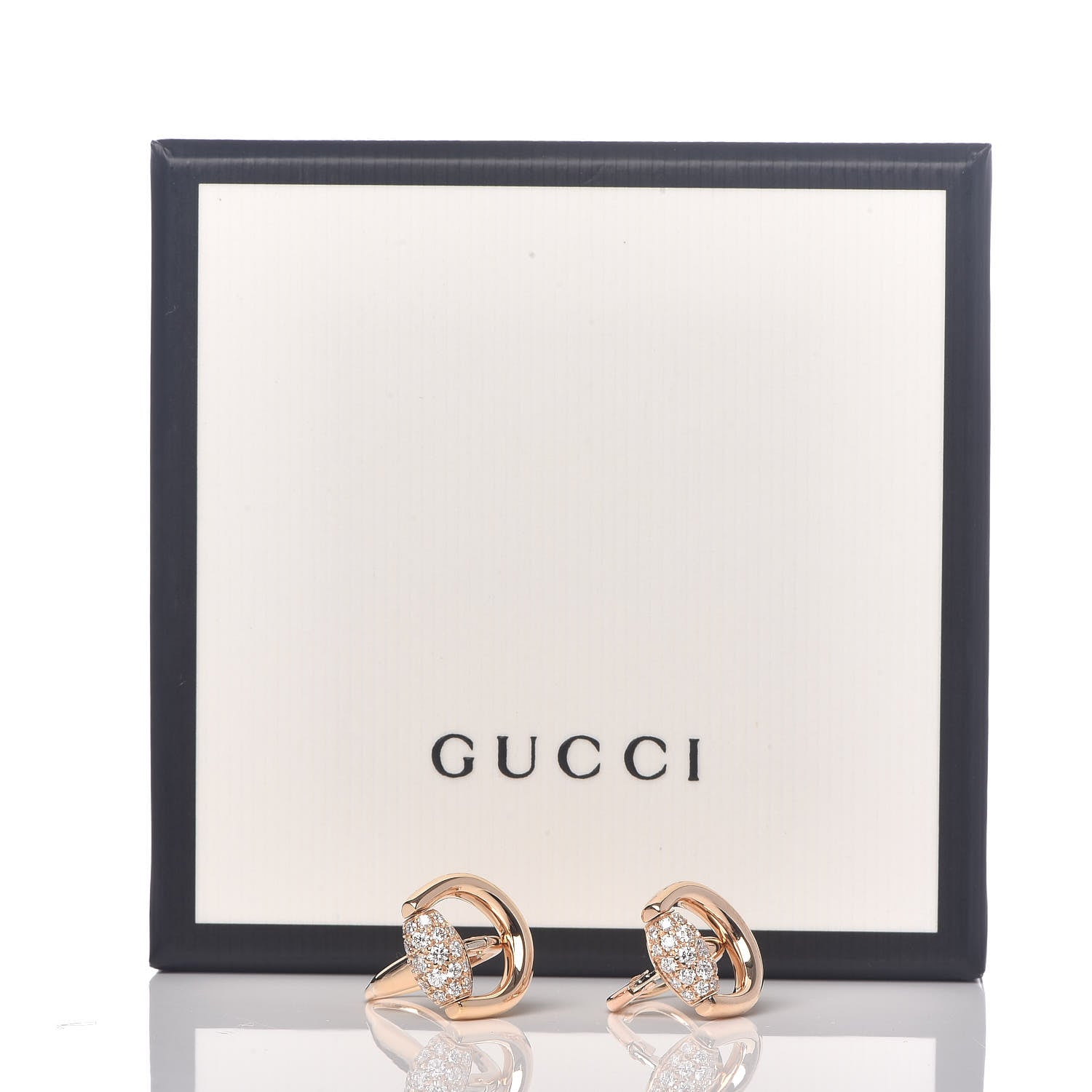 Gucci 18K Rose Gold Diamond Horsebit Drop Earrings 5 of 5