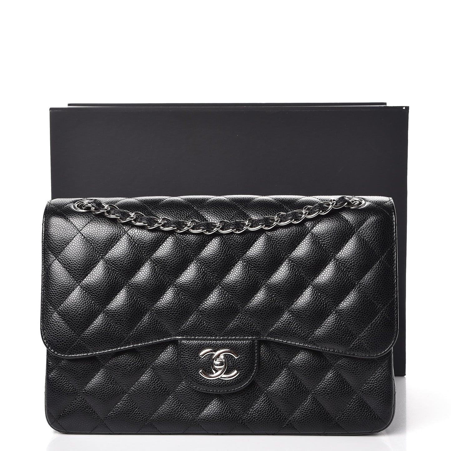 Caviar Quilted Jumbo Double Flap Black