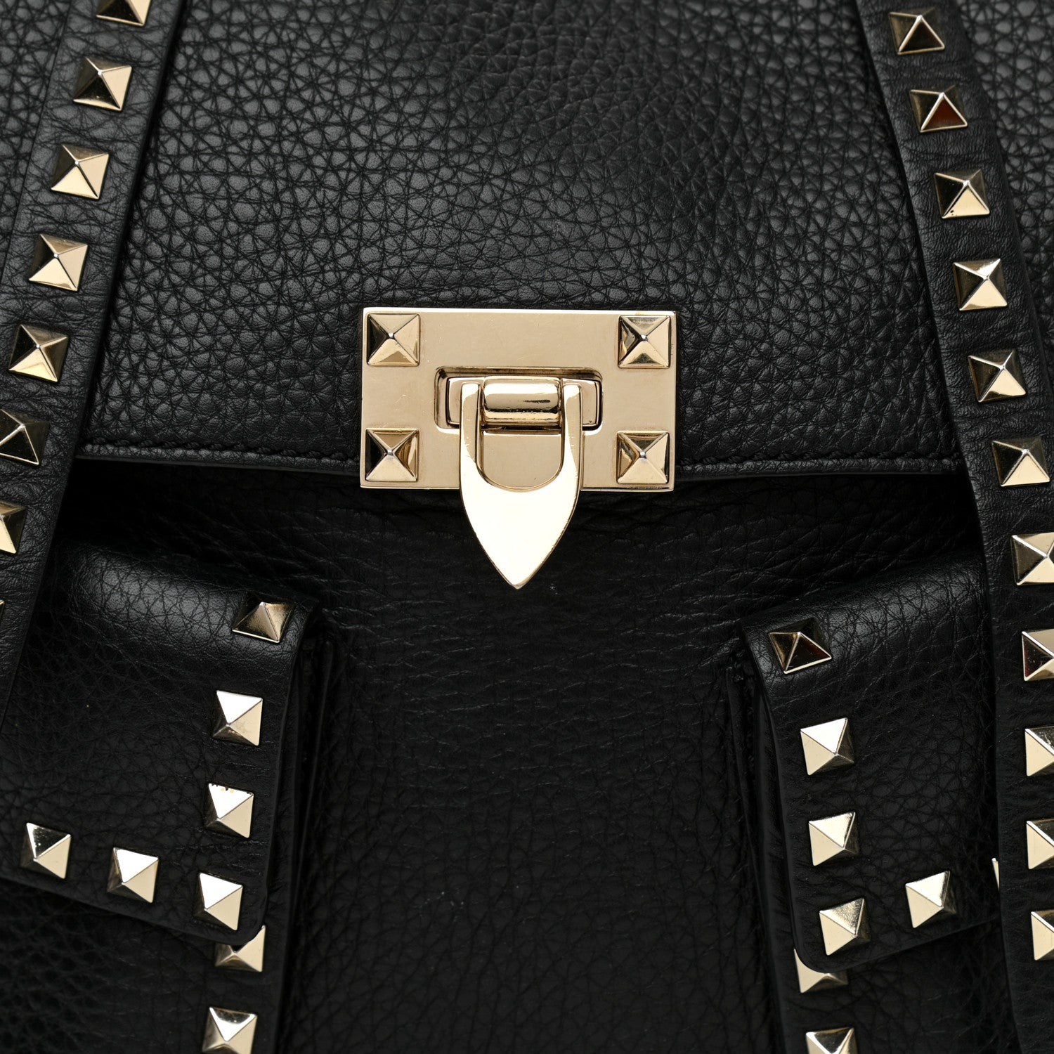Valentino Garavani Pebbled Calfskin Rockstud Double Pocket Backpack Black 7 of 9