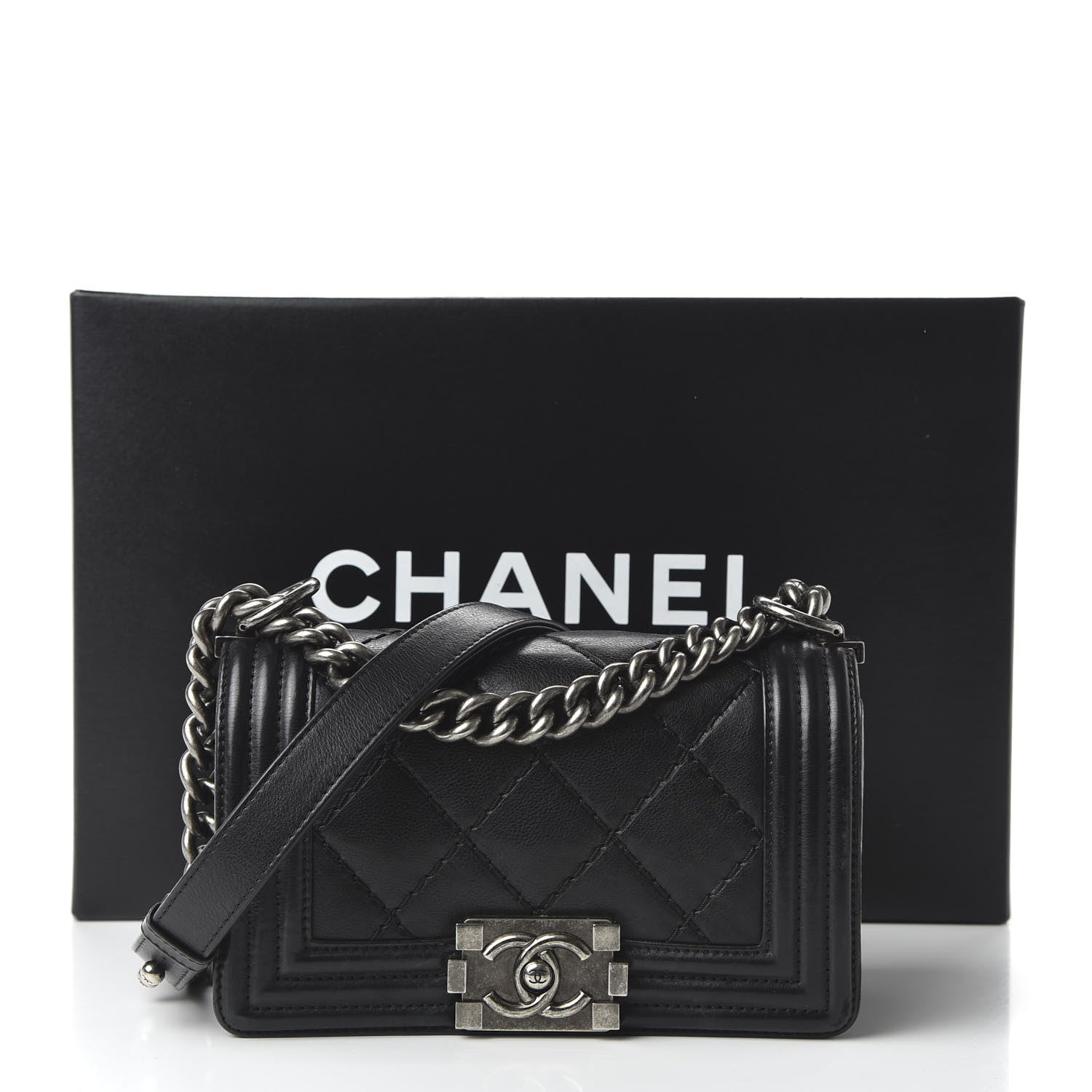 Chanel Calfskin Double Stitch Small Boy Flap Black 11 of 11