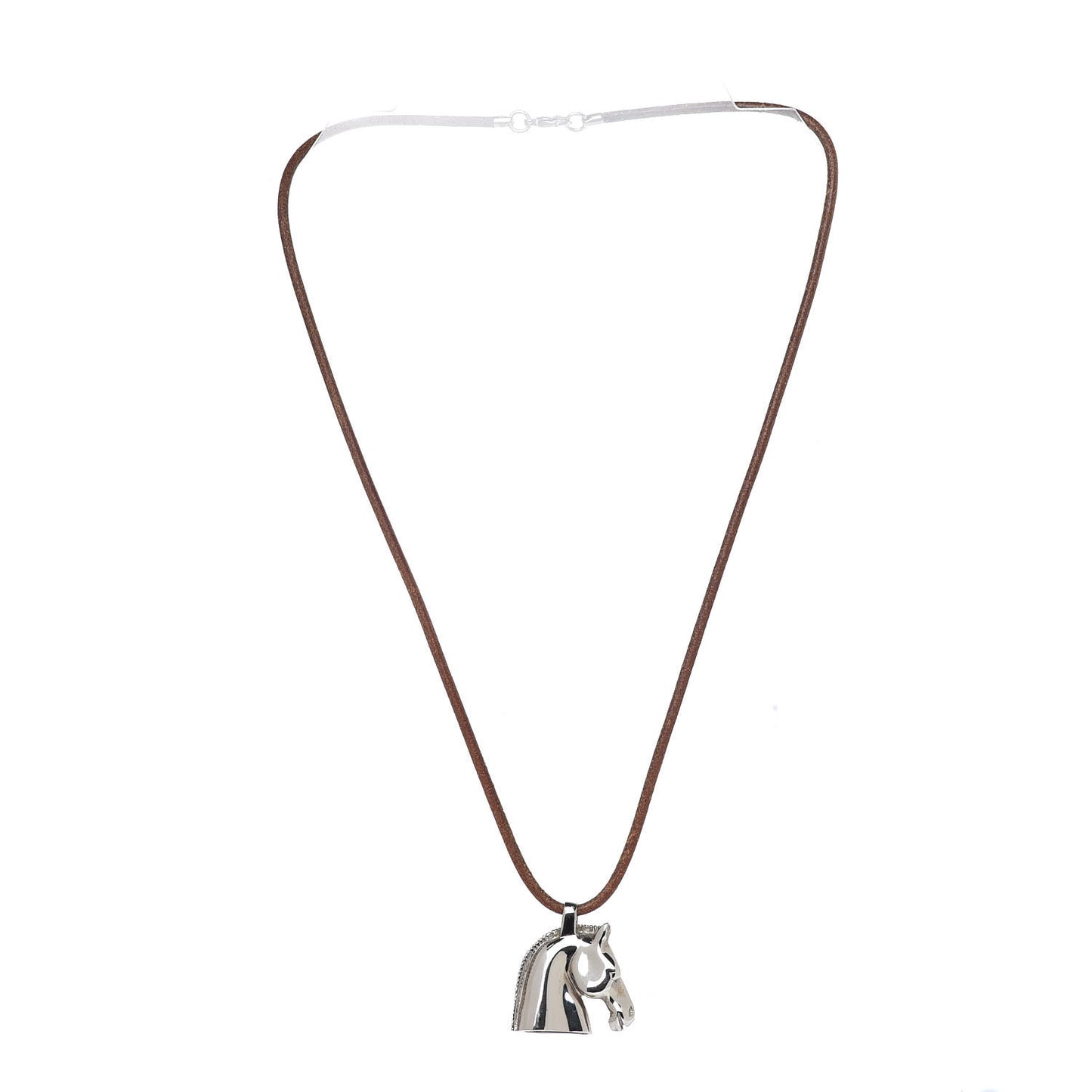 Palladium Natural Bridle Horse Head Pendant Necklace Bouton