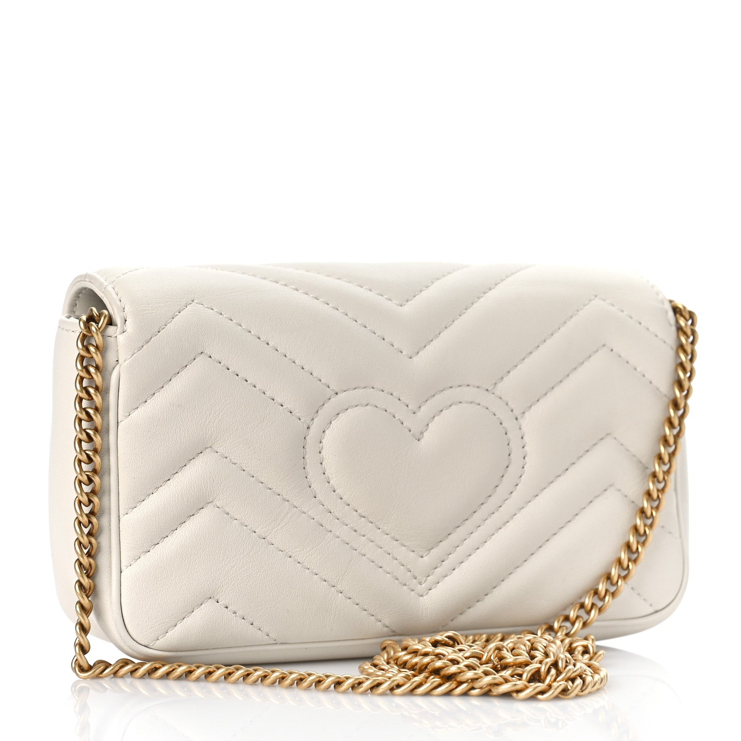 Gucci Calfskin Matelasse Super Mini GG Marmont Shoulder Bag White 3 of 12