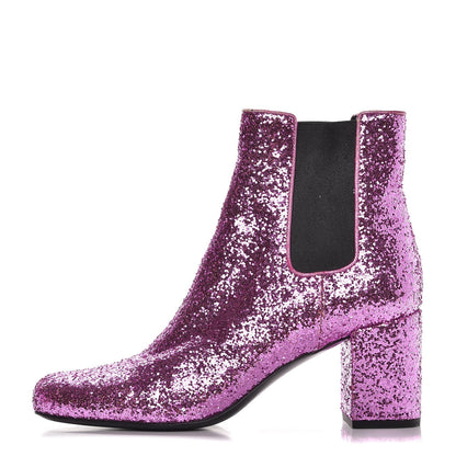Saint Laurent Metallic Glitter Calfskin Babies Chelsea 90 Ankle Boots 36.5 Pink 1 of 9