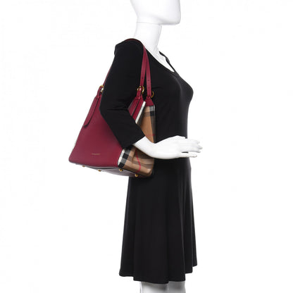 Burberry Grainy Calfskin House Check Small Canterbury Tote Berry Pink 2 of 10