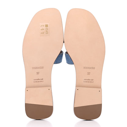 Hermes Denim Canvas Oran Sandals 37 Bleu Clair 5 of 9