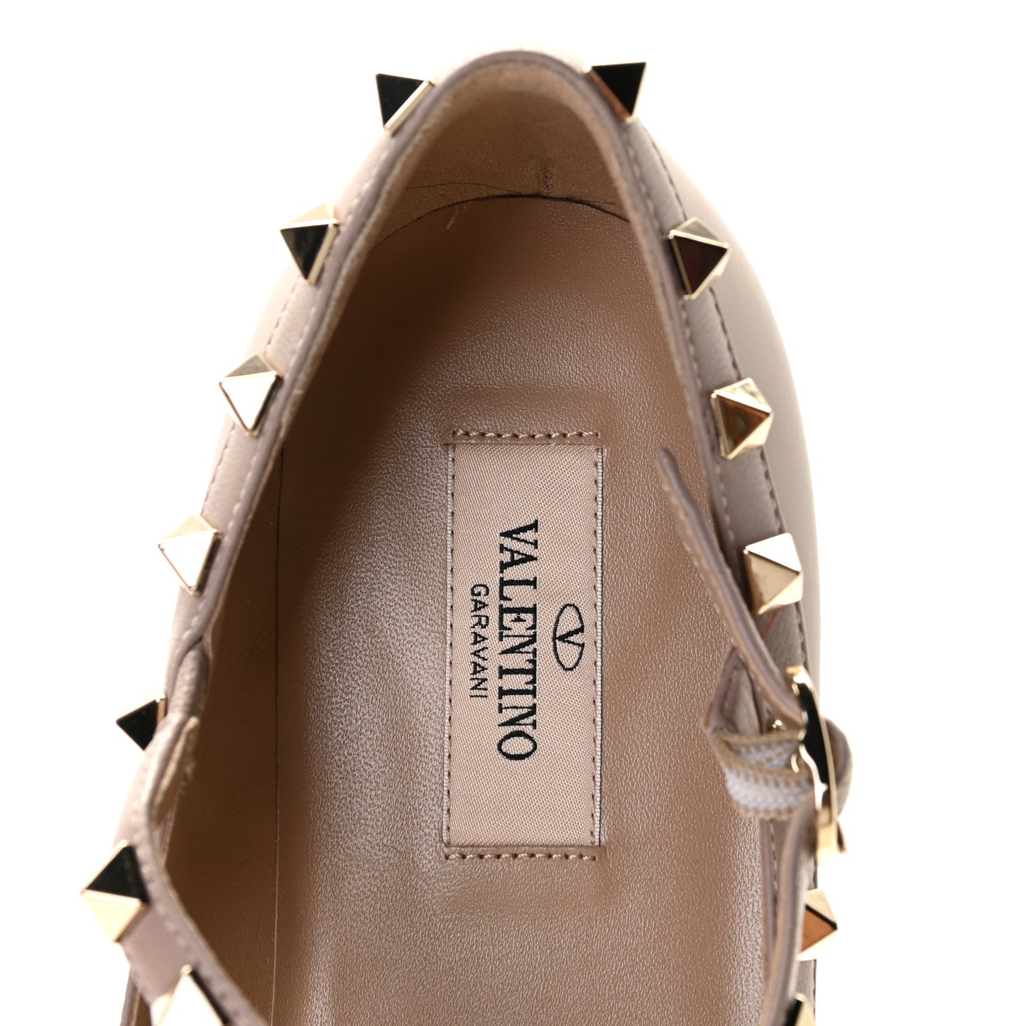 Nappa Rockstud Cage Ballerina Flats 39 Poudre