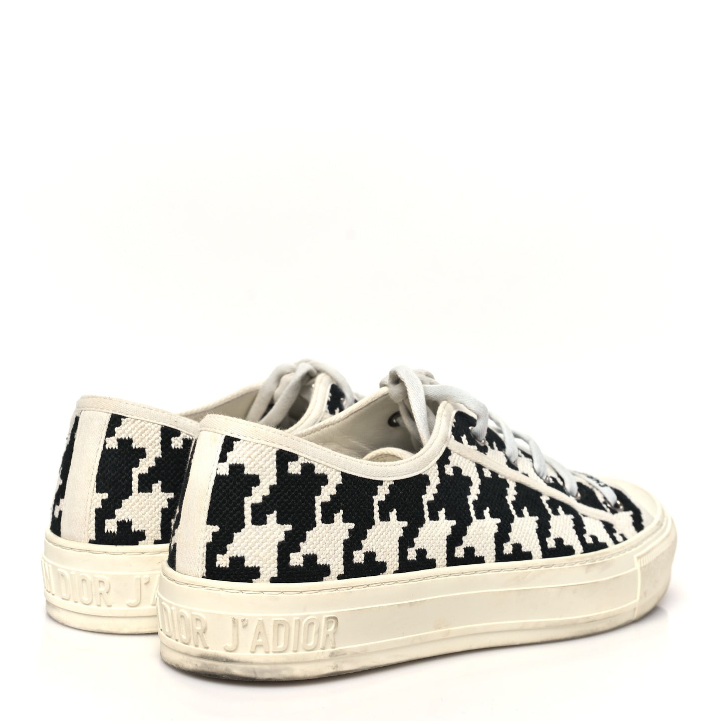 Canvas Macro Houndstooth Embroidered Womens Walk'N'Dior Low Top Sneakers 39 White Black