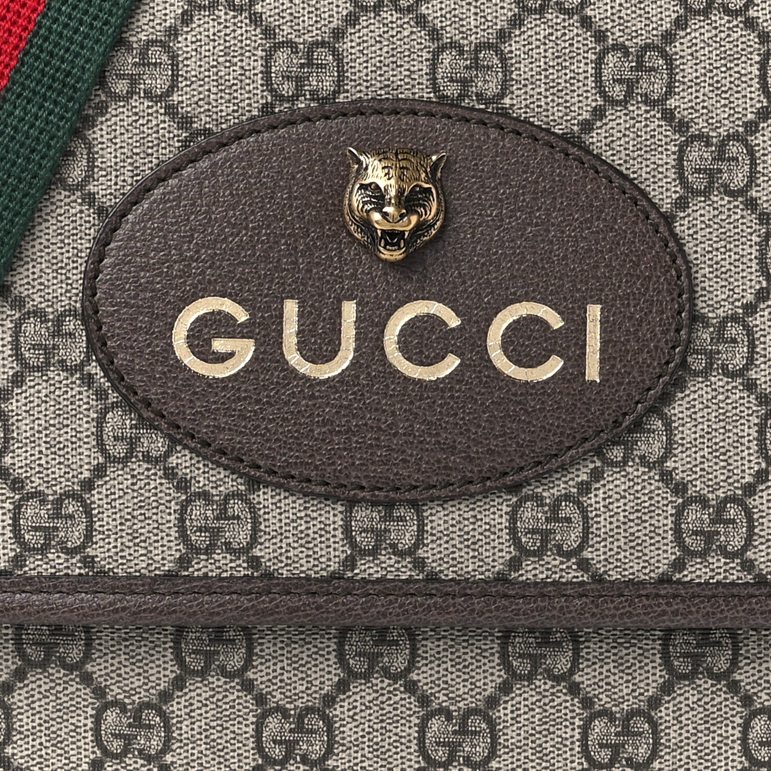 Gucci GG Supreme Monogram Web Neo Vintage Double Flap Messenger Bag Beige New Acero 10 of 11