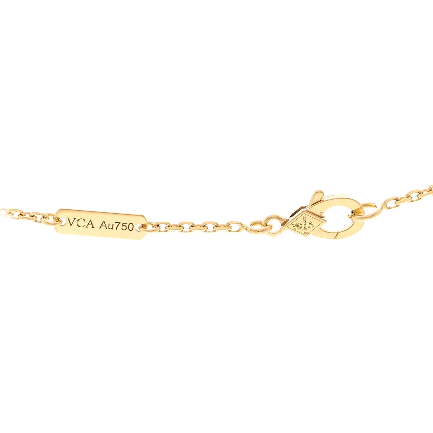 18K Yellow Gold Diamond Vintage Alhambra Pendant Necklace