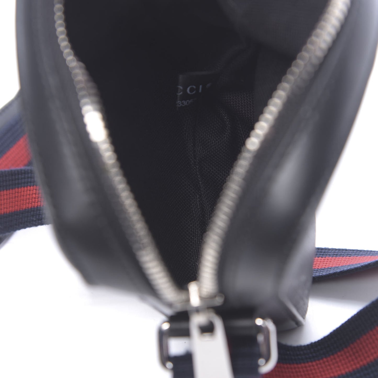GG Supreme Monogram Appia Calfskin Web Small Camera Messenger Bag Black Grey