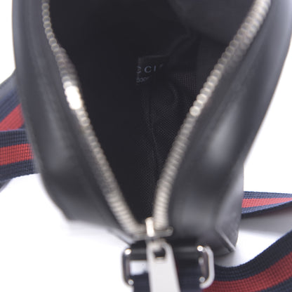 Gucci GG Supreme Monogram Appia Calfskin Web Small Camera Messenger Bag Black Grey 5 of 10