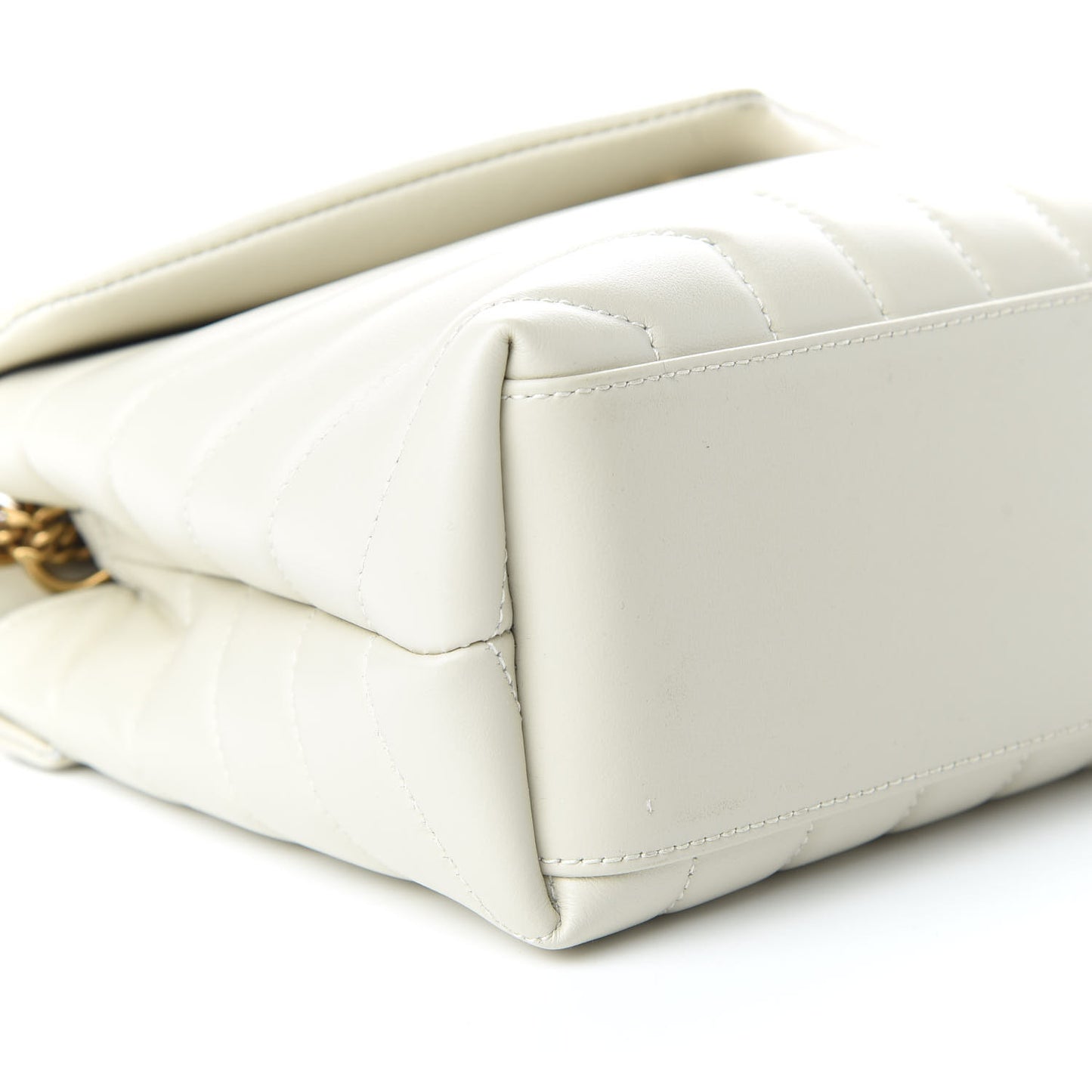 Calfskin Y Quilted Monogram Small Loulou Chain Satchel Ivory