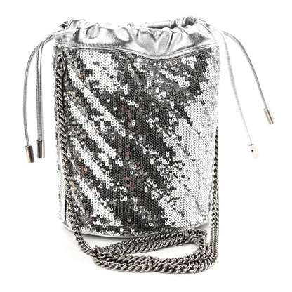 Gucci Sequin Mini GG Marmont 2.0 Bucket Bag Silver 3 of 9