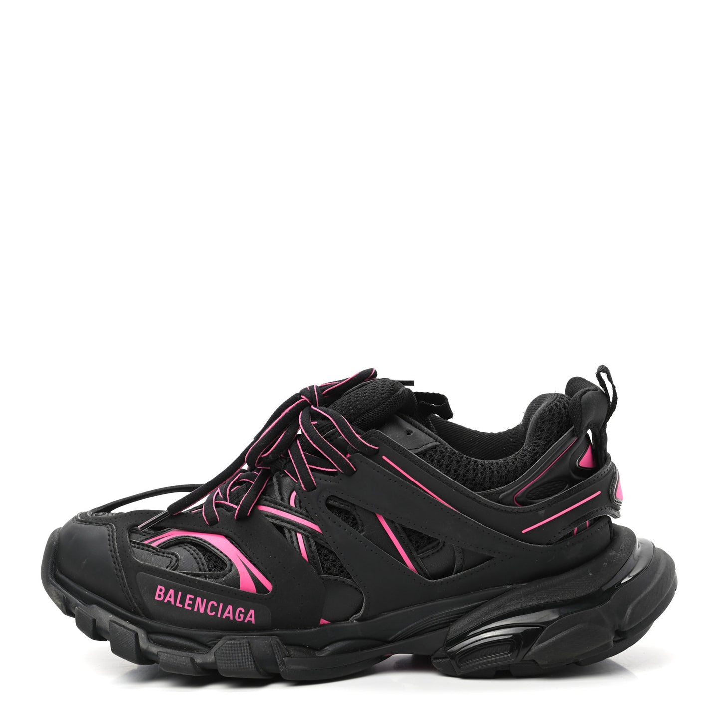 Mesh Rubber Bi-Color Womens Track Sneakers 39 Black Neon Pink