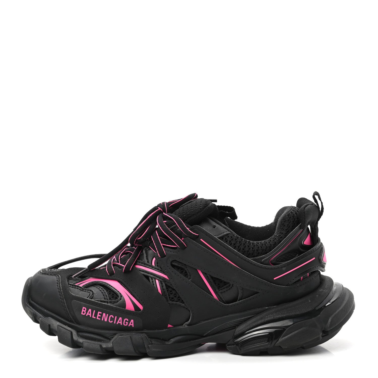 Balenciaga Mesh Rubber Bi-Color Womens Track Sneakers 39 Black Neon Pink 1 of 8