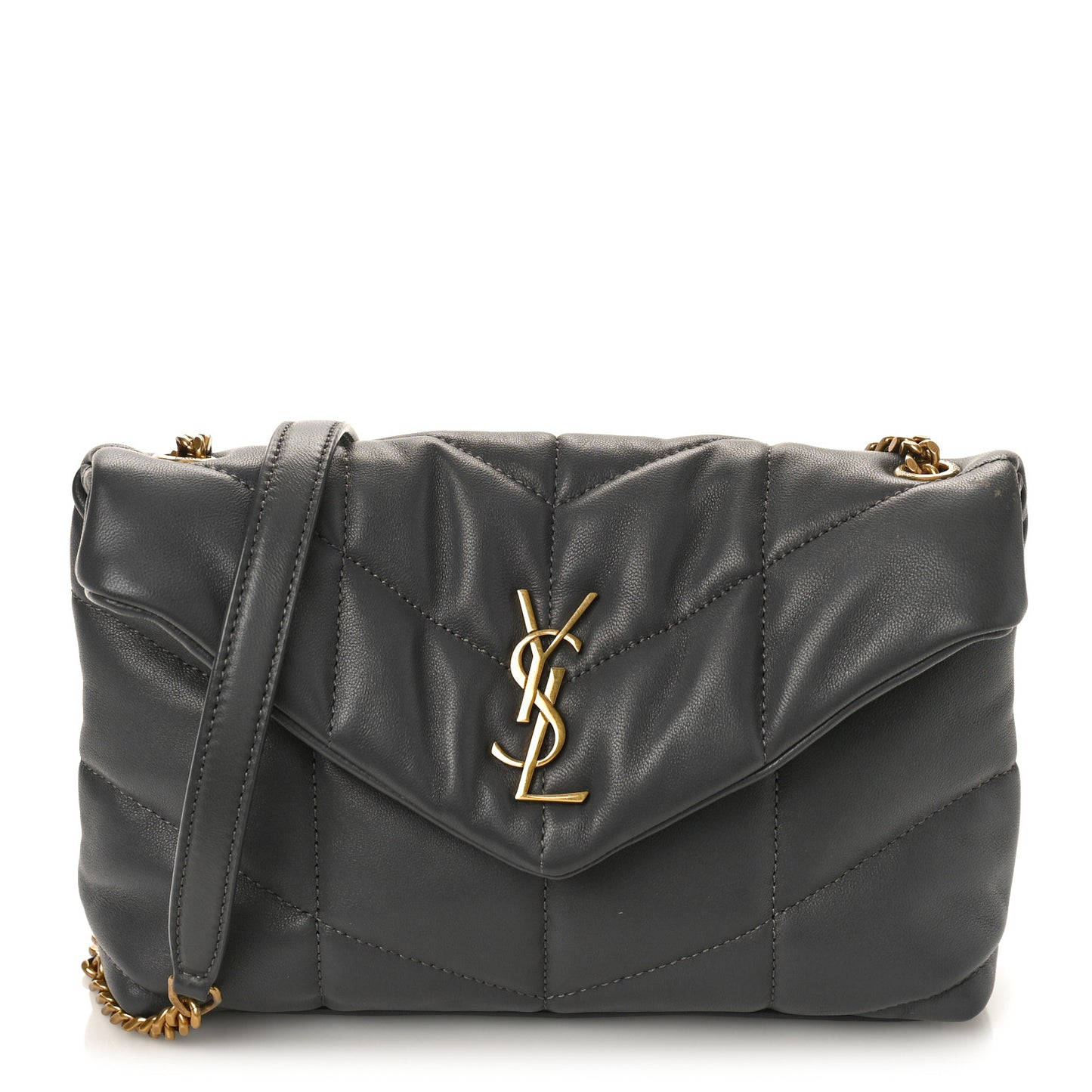 Lambskin Quilted Toy Loulou Puffer Monogram Chain Satchel Storm